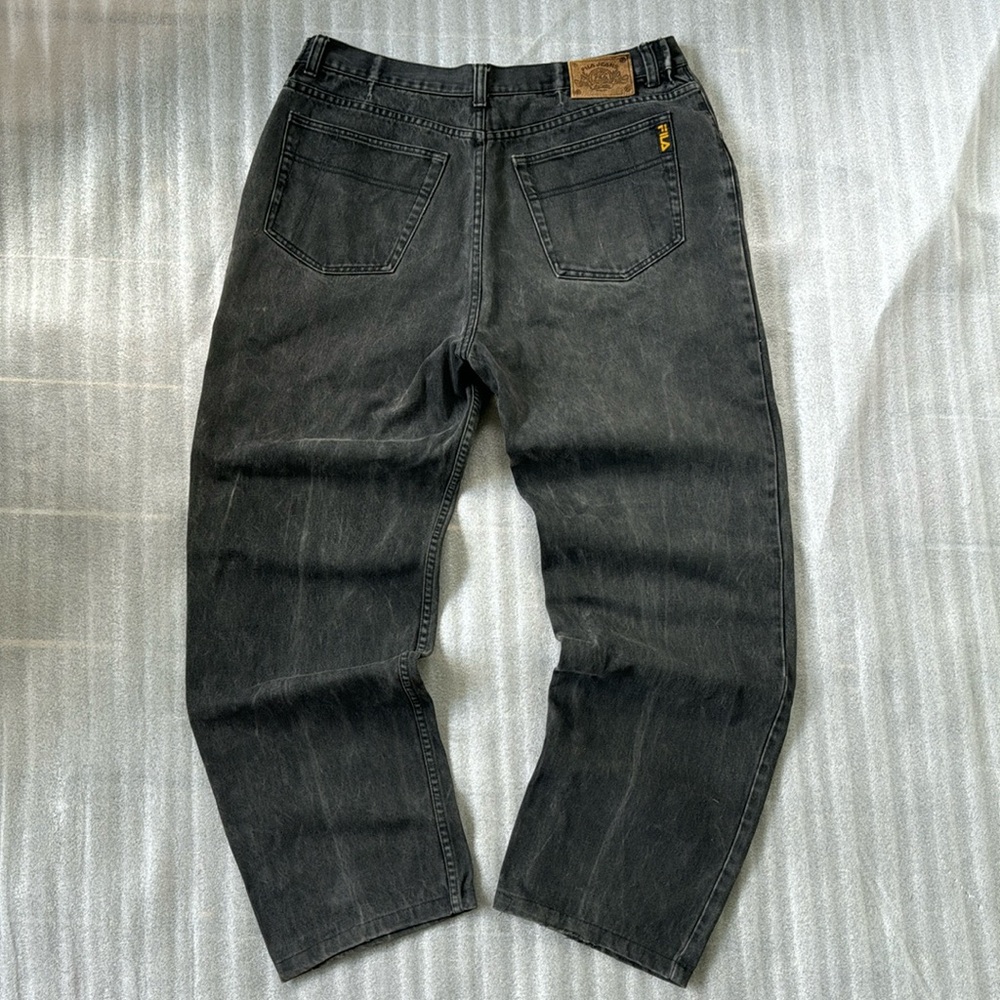 Vintage Fila Wide Leg Black Denim Jeans Mens Size 38